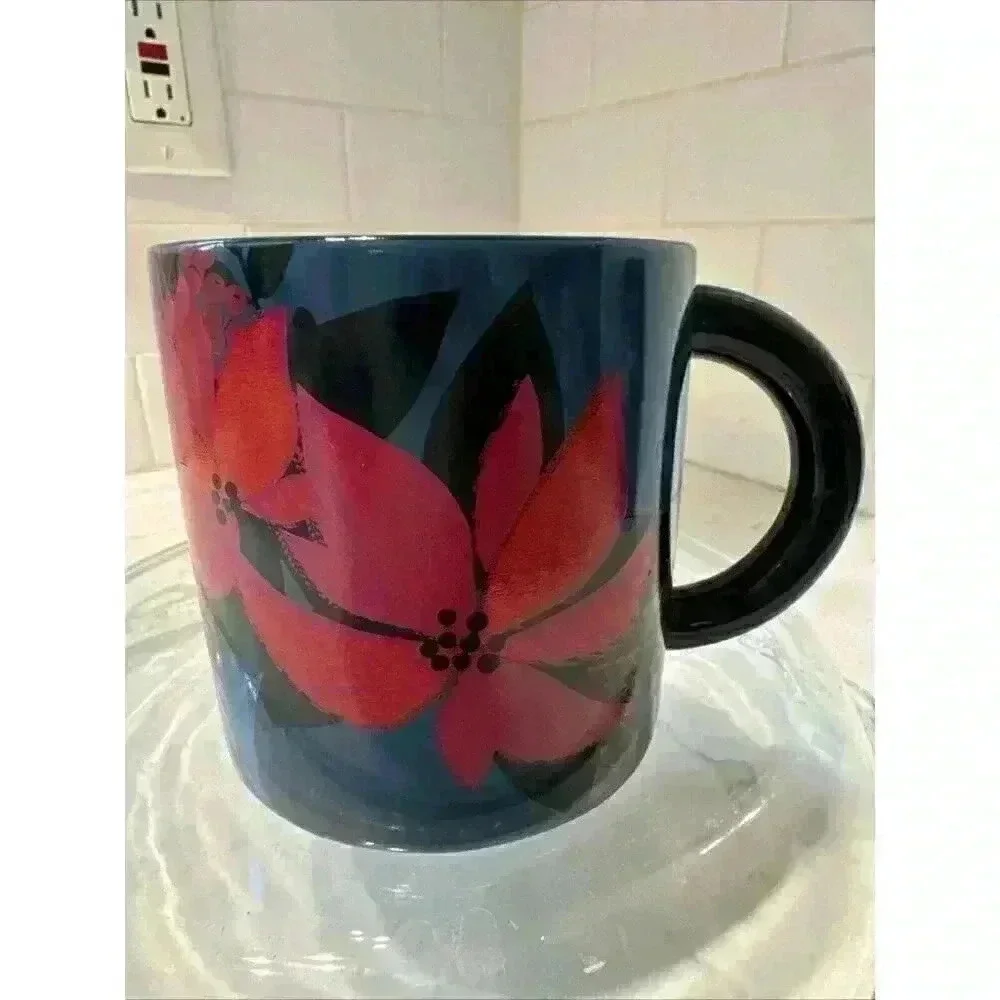 Starbucks Royal Blue Floral 2021 Coffee Mug Cup 12 Oz Ceramic Collectible